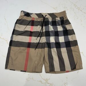 Burberry Men’s Check Swim Short in Beige Size Medium